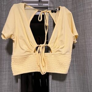 Mixed Threads Yellow Tie-Back Crop Top